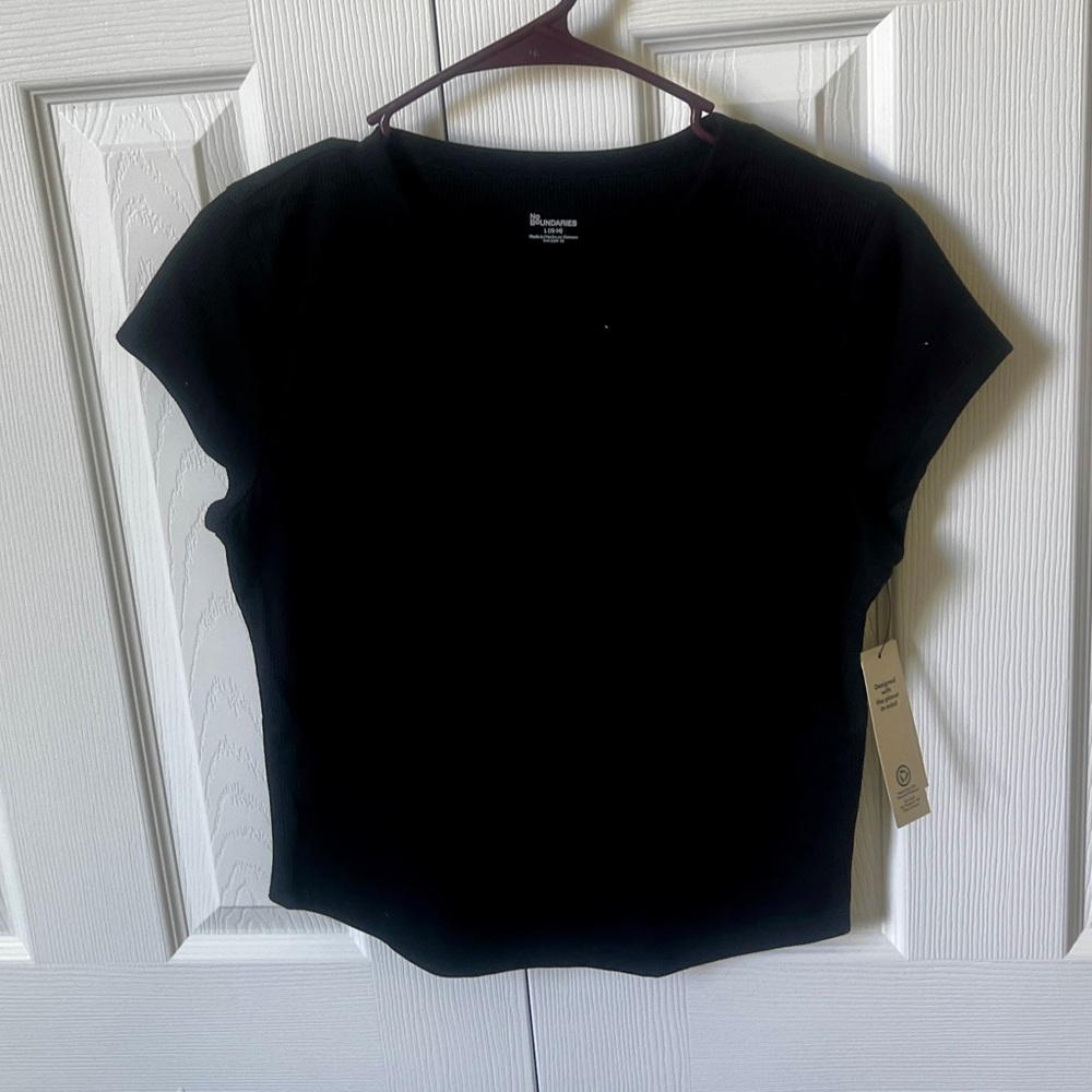 Black Short Sleeve  Crop Top